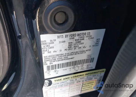 2009 Ford Expedition Limited z USA, uszkodzony, nr VIN 1FMFU20589EB20467